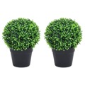 Plantas Bolas de Buxo Artificiais C/ Vasos 2 pcs 37 cm Verde