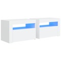 Mesas de Cabeceira C/ Luzes LED 2 pcs 60x35x40 cm Branco