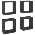 Prateleiras de Parede em Forma de Cubo 4 pcs 26x15x26 cm Cinza