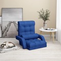 Cadeira de Chão Dobrável C/ Função de Cama Tecido Azul