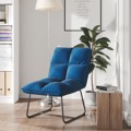 Cadeira de Lazer com Estrutura de Metal Veludo Azul
