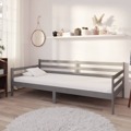 Sofá-cama 90x200 cm Madeira de Pinho Maciça Cinzento