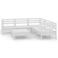 Conjunto Lounge de Jardim Pinho Maciço Branco 6 pcs