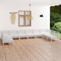 Conjunto Lounge de Jardim Pinho Maciço Branco 10 pcs