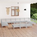 Conjunto Lounge de Jardim Pinho Maciço Branco 13 pcs