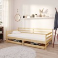 Sofá-cama com Gavetas 90x200 cm Pinho Maciço