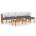 Conjunto Lounge de Jardim com Almofadões Acácia Maciça 6 pcs