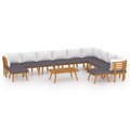 Conjunto Lounge de Jardim com Almofadões Acácia Maciça 12 pcs