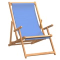 Cadeira de Praia Dobrável Madeira de Teca Maciça Azul
