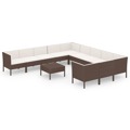 Conjunto Lounge Jardim C/ Almofadões Vime Pe Castanho 12 pcs