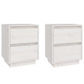 Mesas de Cabeceira 2 pcs 40x35x50 cm Pinho Maciço Branco