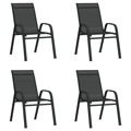 Cadeiras de Jardim Empilháveis 4 pcs Textilene Preto