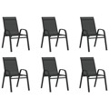 Cadeiras de Jardim Empilháveis 6 pcs Textilene Preto
