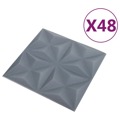 Painéis de Parede 3D 48 pcs 50x50 cm 12 M² Origami Cinzento
