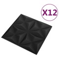 Painéis de Parede 3D 12 pcs 50x50 cm 3 M² Preto Origami