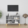 Móvel de Tv com Pernas de Madeira 69,5x30x50 cm Cinzento Sonoma