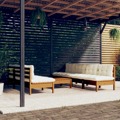 Conjunto Lounge Jardim C/ Almofadões Cor Creme Pinho 8 pcs