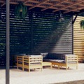 Conjunto Lounge de Jardim + Almofadões Cinza Pinho Maciço 8 pcs