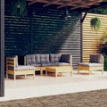 Conjunto Lounge de Jardim + Almofadões Cinza Pinho Maciço 6 pcs