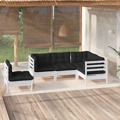 Conjunto Lounge de Jardim C/ Almofadões Pinho Branco 5 pcs