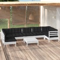 Conjunto Lounge de Jardim C/ Almofadões Pinho Branco 8 pcs