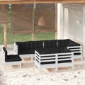 Conjunto Lounge Jardim C/ Almofadões Pinho Maciço Branco 8 pcs