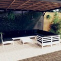 Conjunto Lounge de Jardim C/ Almofadões Pinho Branco 11 pcs