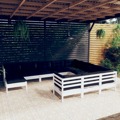 Conjunto Lounge de Jardim C/ Almofadões Pinho Branco 11 pcs