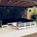 Conjunto Lounge de Jardim C/ Almofadões Pinho Branco 12 pcs