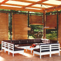 Conjunto Lounge de Jardim C/ Almofadões Pinho Maciço Branco 12 pcs