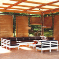 Conjunto Lounge de Jardim C/ Almofadões Pinho Maciço Branco 13 pcs