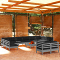Conjunto Lounge de Jardim C/ Almofadões Pinho Cinza 13 pcs