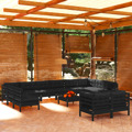 Conjunto Lounge de Jardim C/ Almofadões Pinho Preto 13 pcs