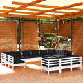 Conjunto Lounge de Jardim C/ Almofadões Pinho Branco 13 pcs