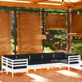 Conjunto Lounge de Jardim C/ Almofadões Pinho Branco 7 pcs