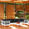 Conjunto Lounge de Jardim C/ Almofadões Pinho Branco 8 pcs