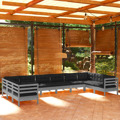 Conjunto Lounge de Jardim C/ Almofadões Pinho Cinza 10 pcs
