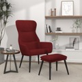 Cadeira de Descanso com Banco Tecido Vermelho Tinto