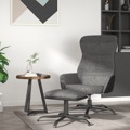 Cadeira de Descanso com Banco Tecido Cinzento-claro