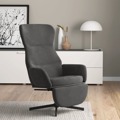 Cadeira de Descanso com Apoio de Pés Veludo Cinzento-escuro