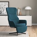 Cadeira de Descanso com Apoio de Pés Veludo Azul