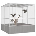 Gaiola P/ Pássaros 213,5x217,5x211,5cm Aço Galvanizado Cinzento