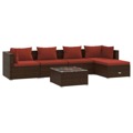 Conjunto Lounge Jardim C/ Almofadões Vime Pe Castanho 6 pcs