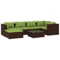 Conjunto Lounge Jardim C/ Almofadões Vime Pe Castanho 7 pcs