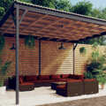 Conjunto Lounge Jardim C/ Almofadões Vime Pe Castanho 10 pcs