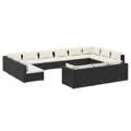 Conjunto Lounge de Jardim C/ Almofadões Vime Pe Preto 13 pcs