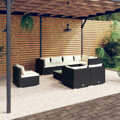 Conjunto Lounge de Jardim C/ Almofadões Vime Pe Preto 9 pcs