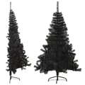 Meia Árvore de Natal Artificial com Suporte 180 cm Pvc Preto