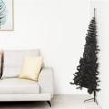 Meia Árvore de Natal Artificial com Suporte 210 cm Pvc Preto