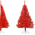Meia árvore de Natal Artificial com Suporte 150 cm Pvc Vermelho